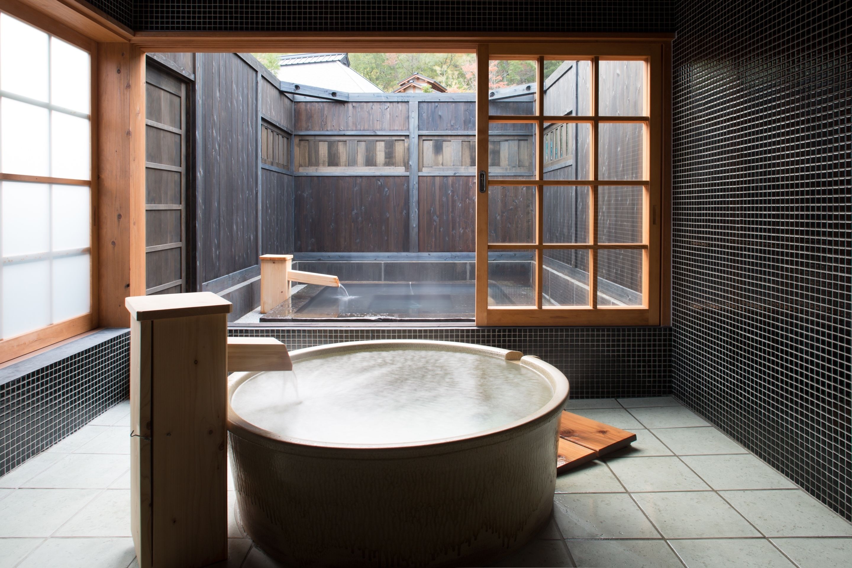 Chambre avec lits jumeaux (with a private open air bath, TypeB2) | Salle de bain