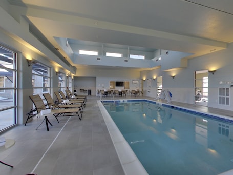 Indoor pool, open 5 AM to 10 PM, pool loungers. Staybridge Suites Madison - Fitchburg by IHG