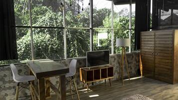 Design Bungalow, 1 King Bed, Terrace, River View | Down comforters, pillowtop beds, desk, blackout drapes