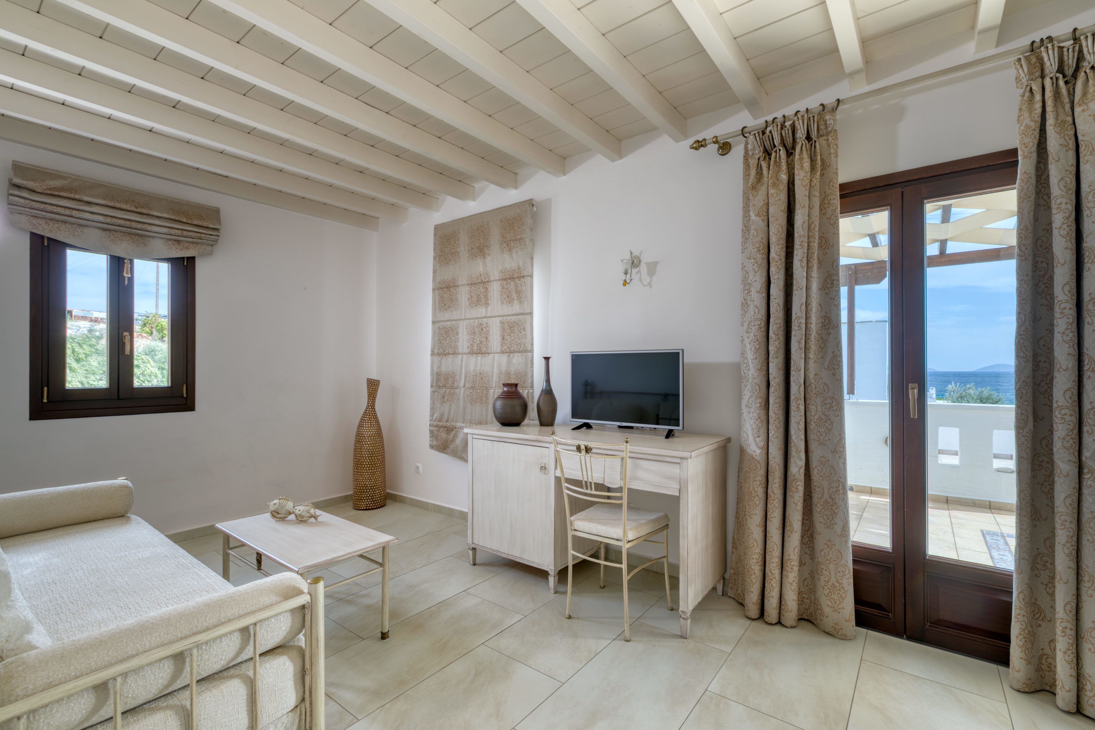 superior suite, sea view (family - private plunge pool) | living room | flat-screen tv