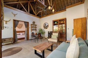 Deluxe Villa, 1 Bedroom, Private Pool | Living area | 40-inch LED TV with satellite channels, TV, Netflix - Casa Koko (Gili Air)