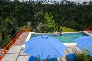 Outdoor pool, pool loungers