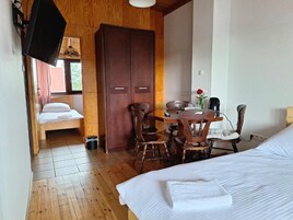 Soundproofing, iron/ironing board, free wired Internet, bed sheets