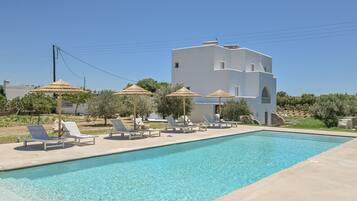 Seasonal outdoor pool, open 8:30 AM to 8:30 PM, pool umbrellas