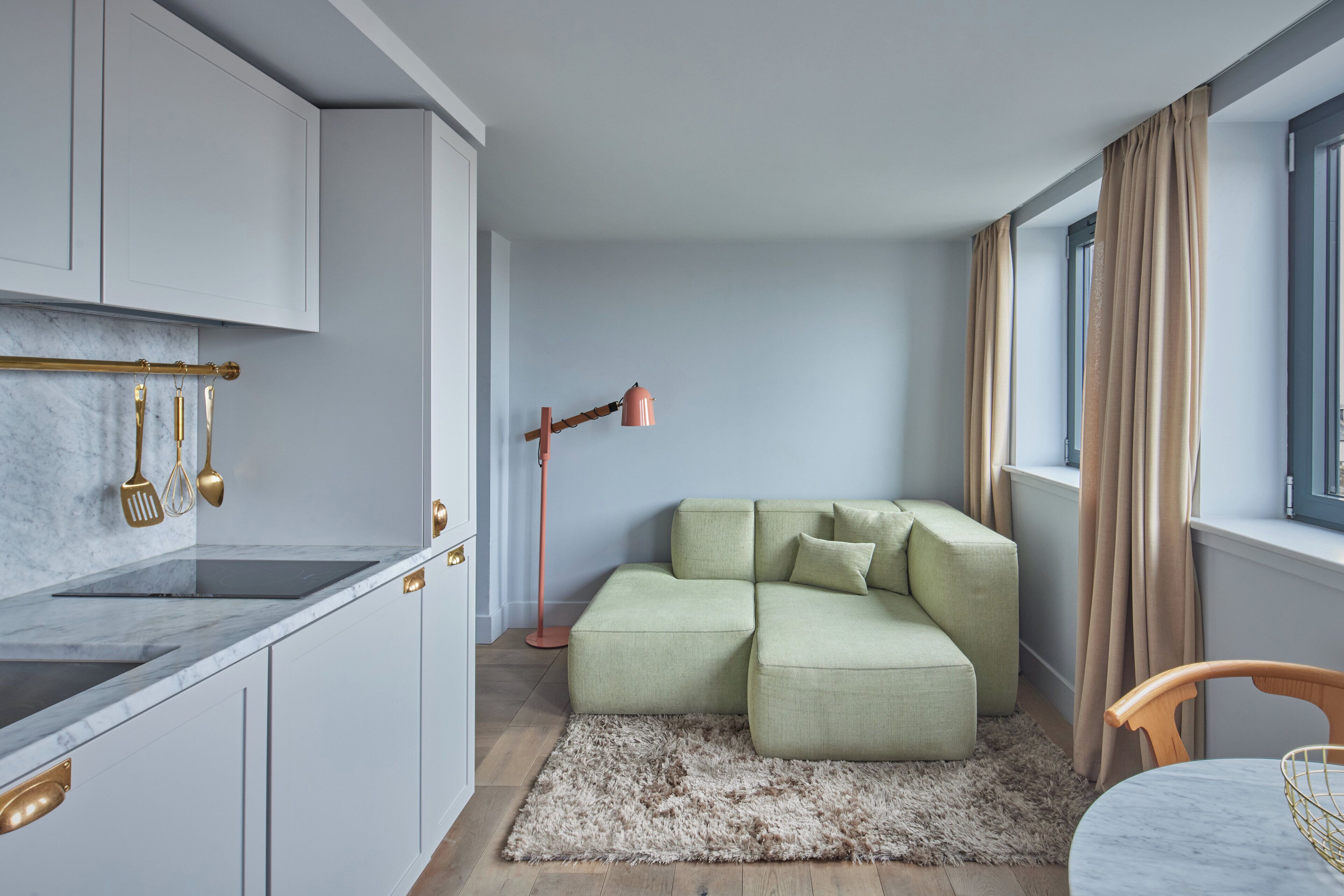 42-inch flat-screen TV with cable channels, TV