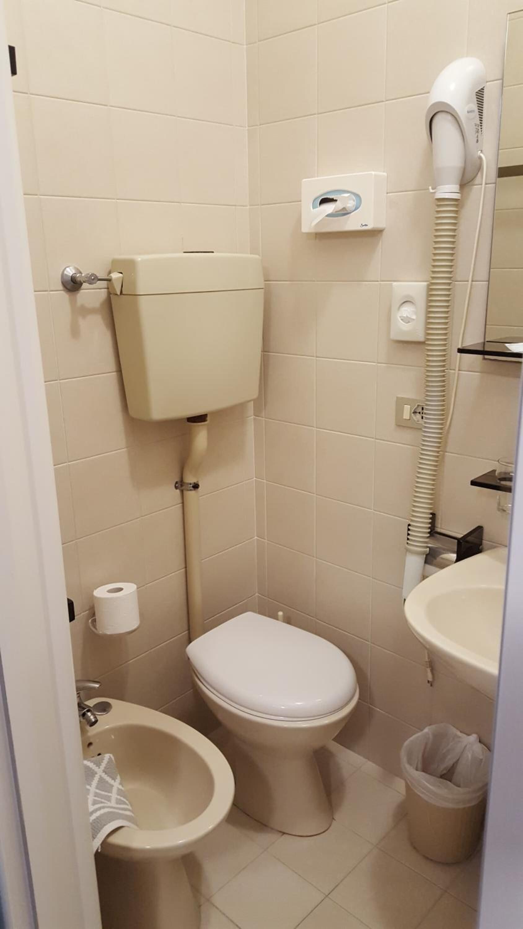 shower, free toiletries, hair dryer, bidet