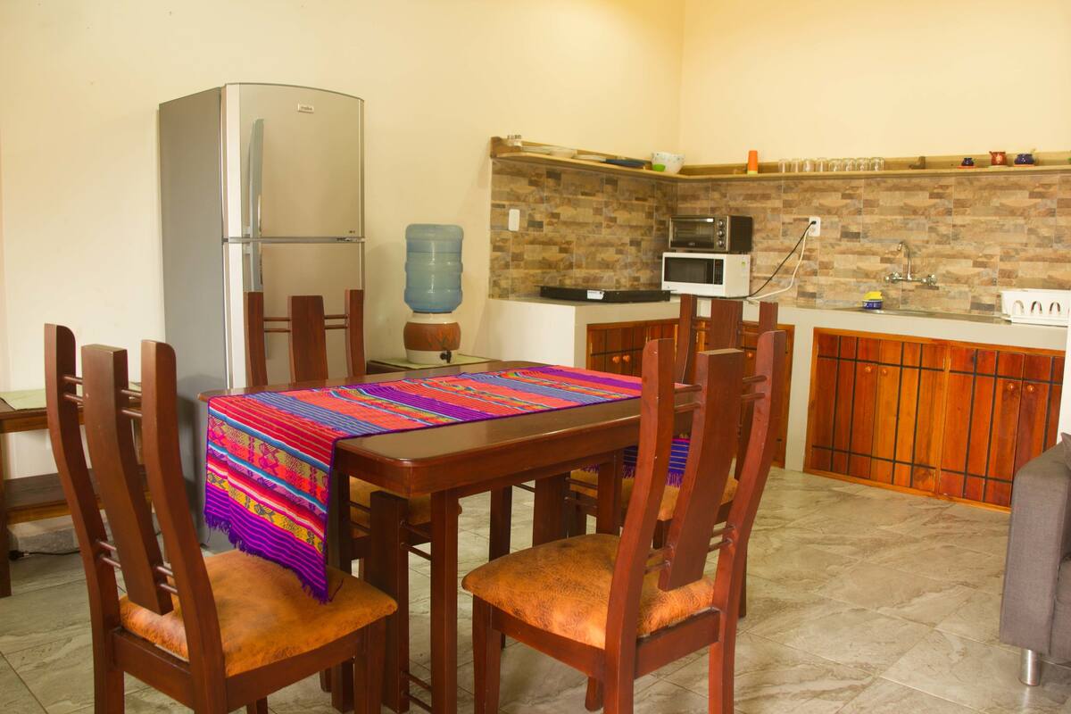 signature cabin, multiple beds, kitchen, poolside | private kitchen | full-sized fridge, microwave, cleaning supplies, freezer