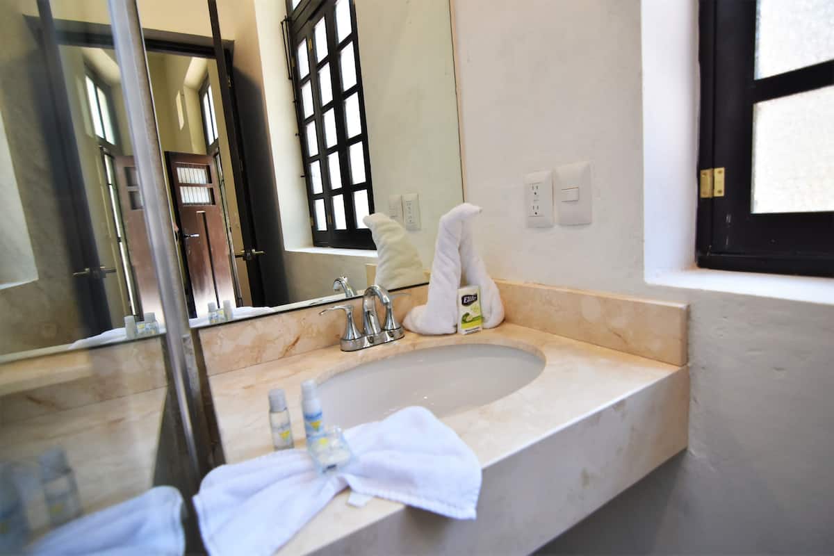 shower, rainfall showerhead, towels, soap