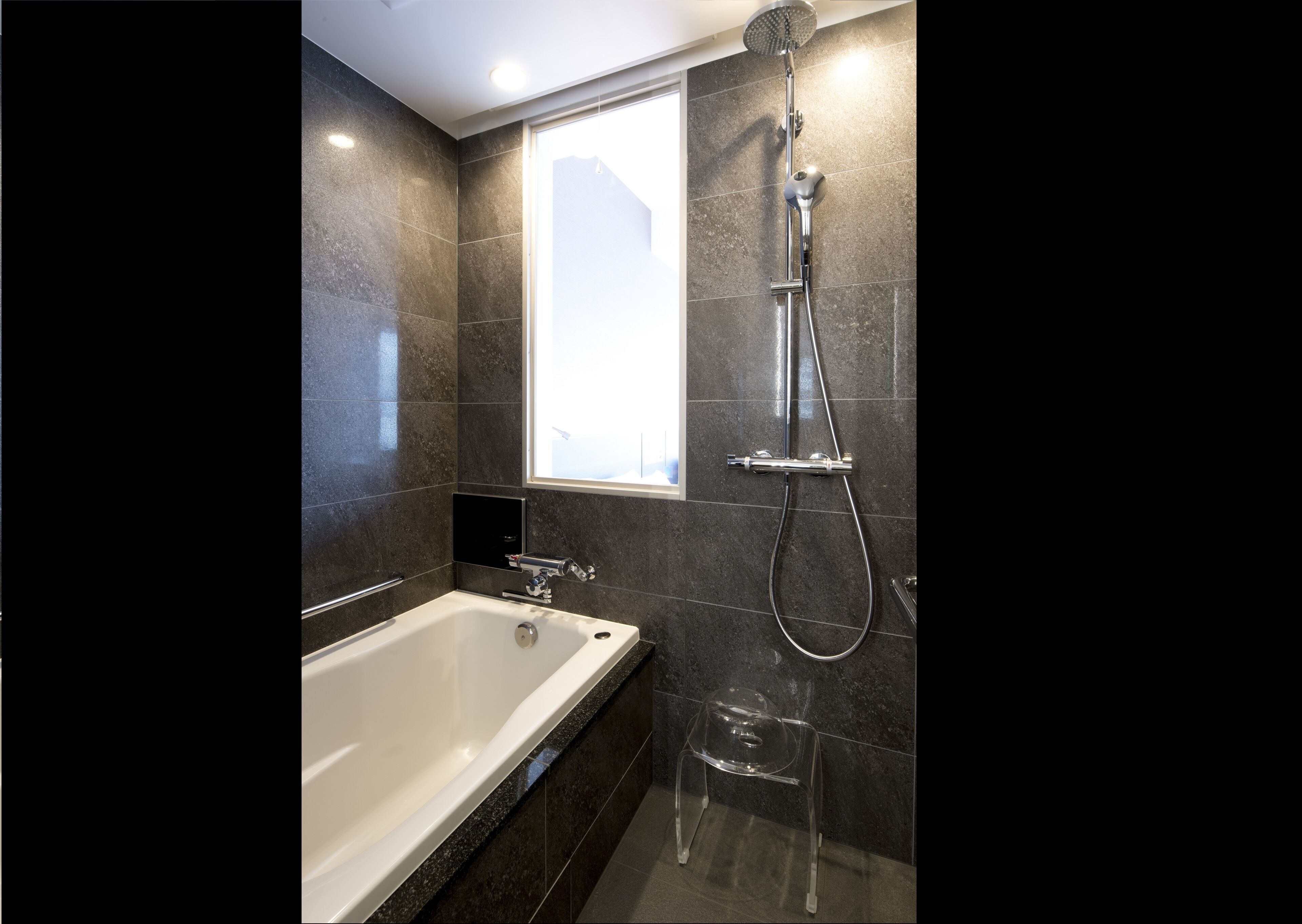 shower, rainfall showerhead, hair dryer, bathrobes