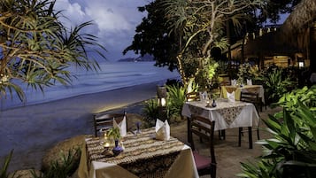 Breakfast, lunch, dinner served; international cuisine, beach views