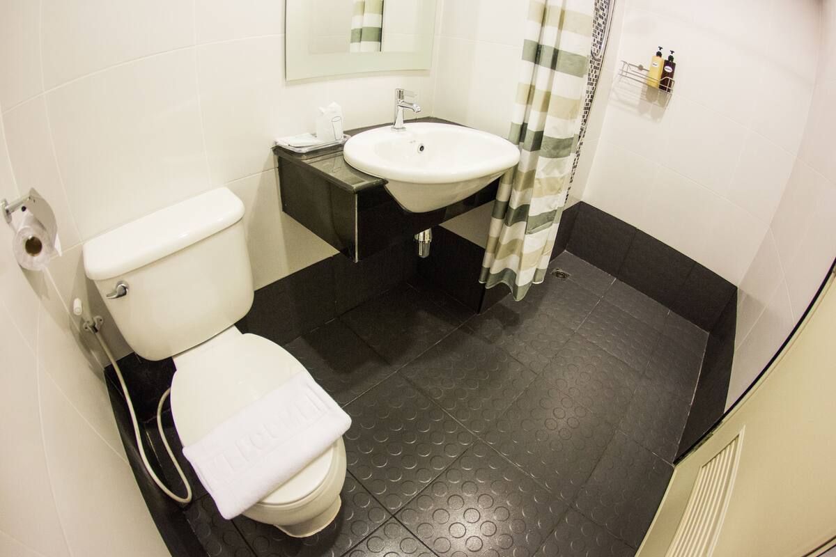 standard double room, 1 king bed | bathroom amenities | shower, free toiletries, hair dryer, towels
