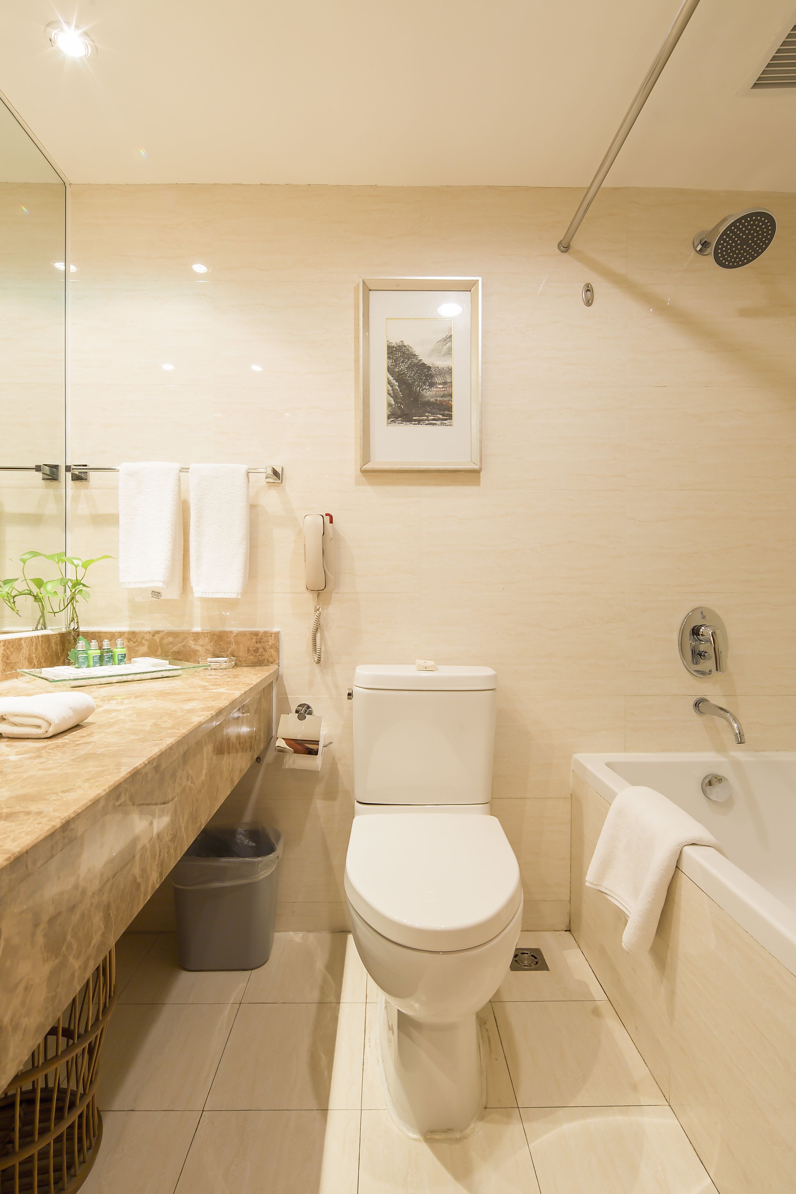 superior twin room | bathroom | shower, free toiletries, hair dryer, bathrobes