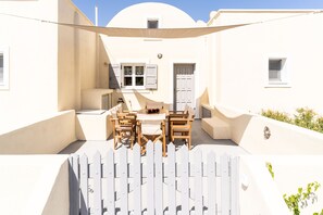 Superior Apartment, 3 Bedrooms, Patio, Sea View | Terrace/patio - Ampelos Executive Houses (Santorini)