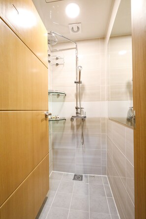 Regadera, amenidades de baño gratuitas, secadora de cabello, toallas 