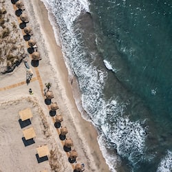 On the beach, white sand