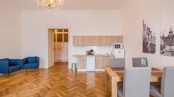 Apartment, 1 Bedroom | Private kitchenette | Full-size fridge, microwave, stovetop, dishwasher