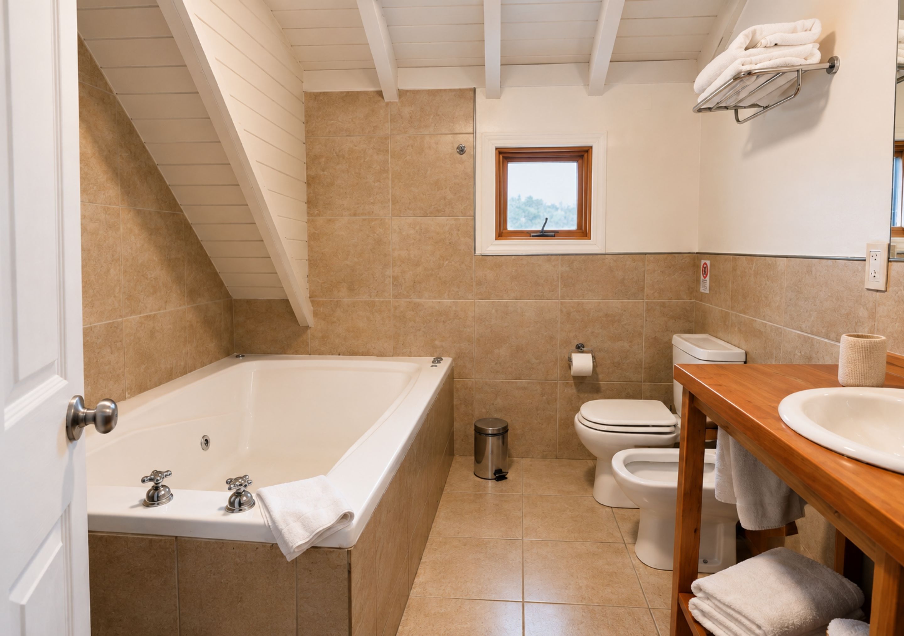 A bathroom with a bathtub, toilet, and sink.