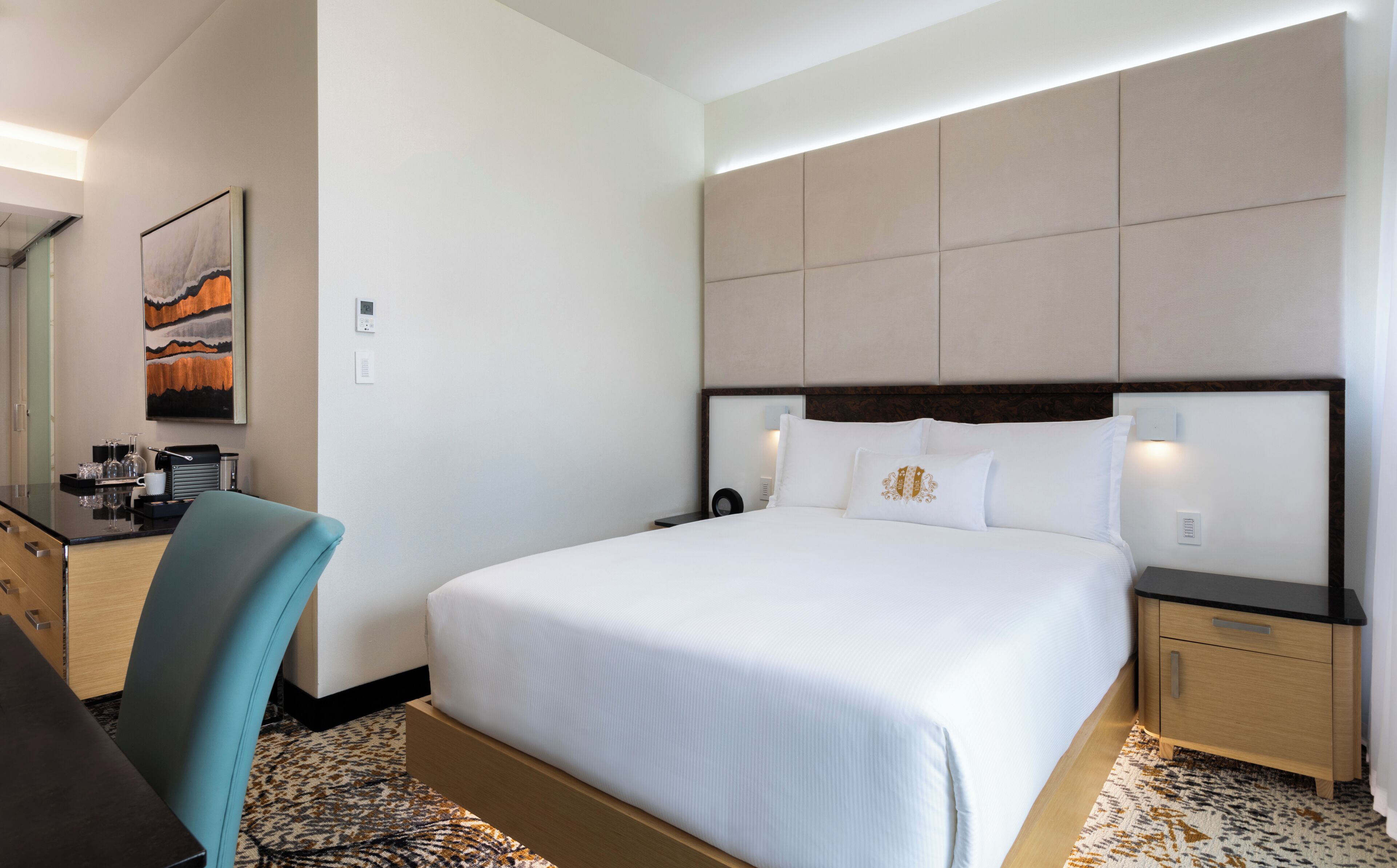 Premium bedding, memory foam beds, minibar, in-room safe