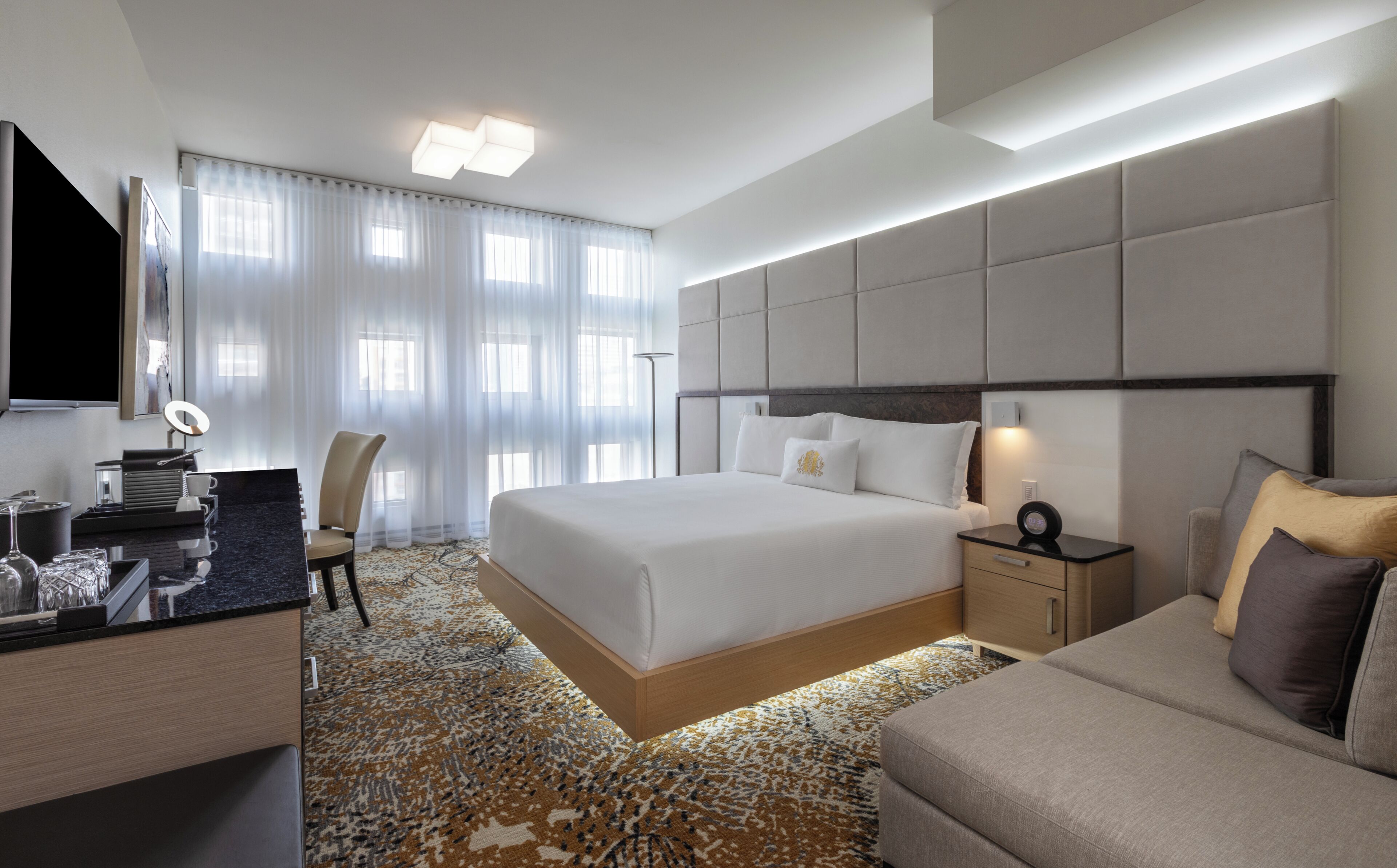 Premium bedding, memory foam beds, minibar, in-room safe