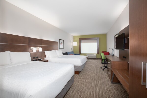 A hotel room with two beds, a desk, a chair, a television, and a window. - Holiday Inn Express & Suites Sterling by IHG (Sterling)
