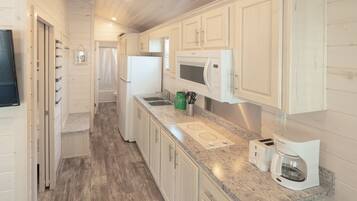 Cottage, 2 Bedrooms (Linens not provided) | Private kitchen | Full-size fridge, microwave, stovetop, coffee/tea maker