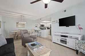 Condo, 2 Bedrooms | Living area | DVD player - Sandy Shores West 101 2 Bedroom Condo by RedAwning (Gulf Shores)