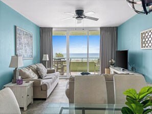 Condo, 3 Bedrooms, Balcony, Beachfront (308A) | Living area | Flat-screen TV, DVD player, table football - Beach Club by ALBVR (Gulf Shores)