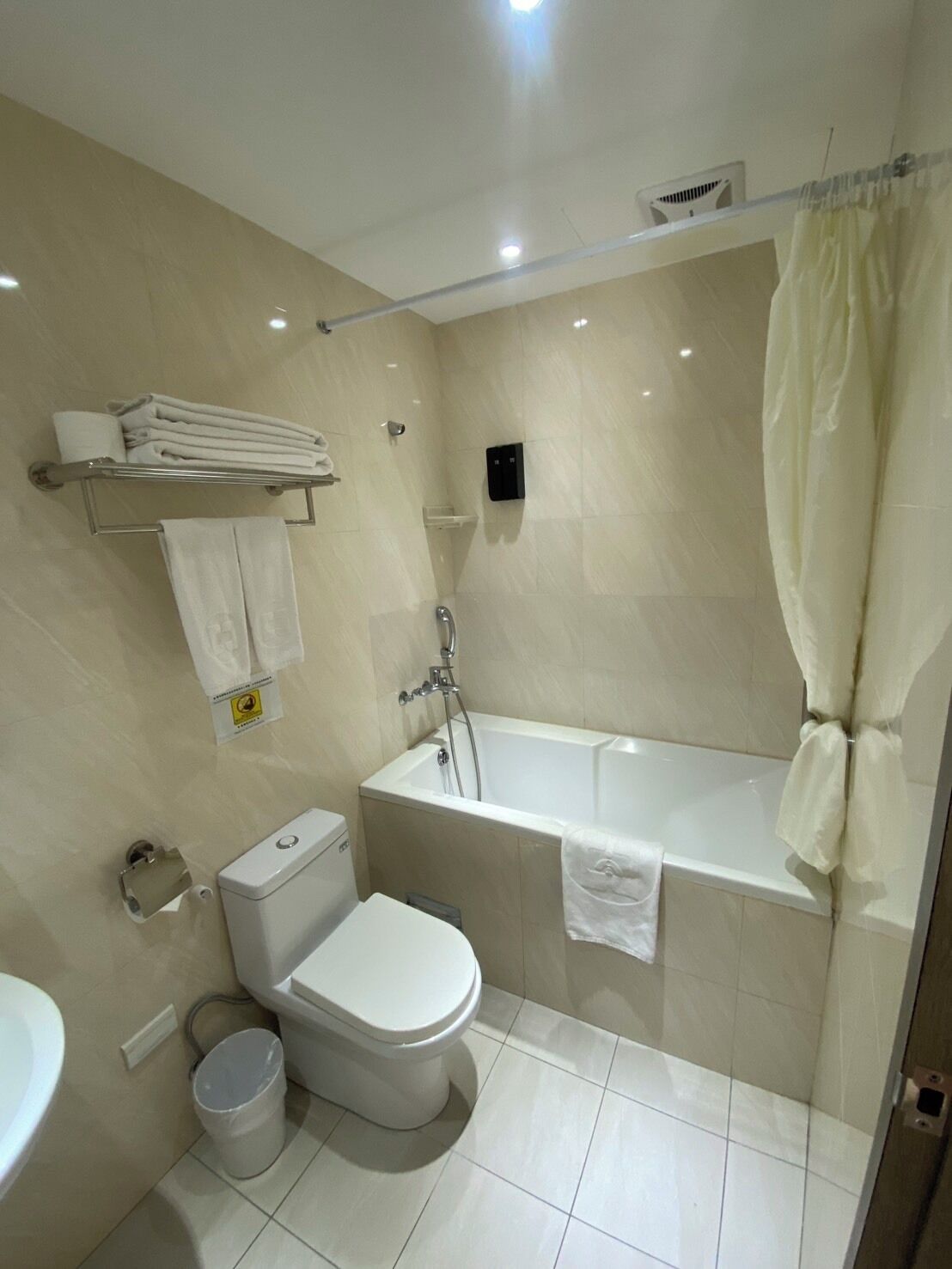 free toiletries, hair dryer, slippers, towels