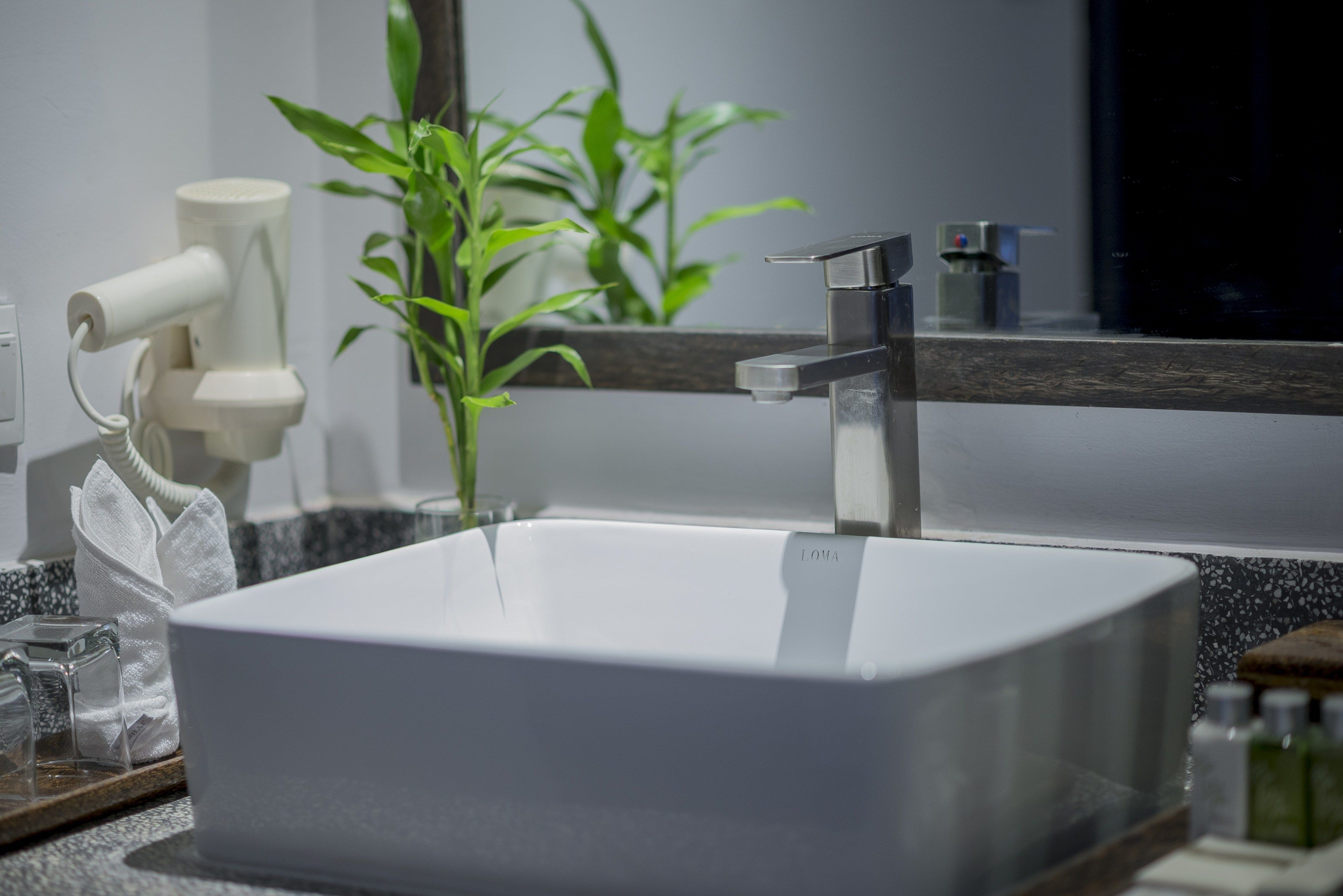 shower, rainfall showerhead, designer toiletries, hair dryer