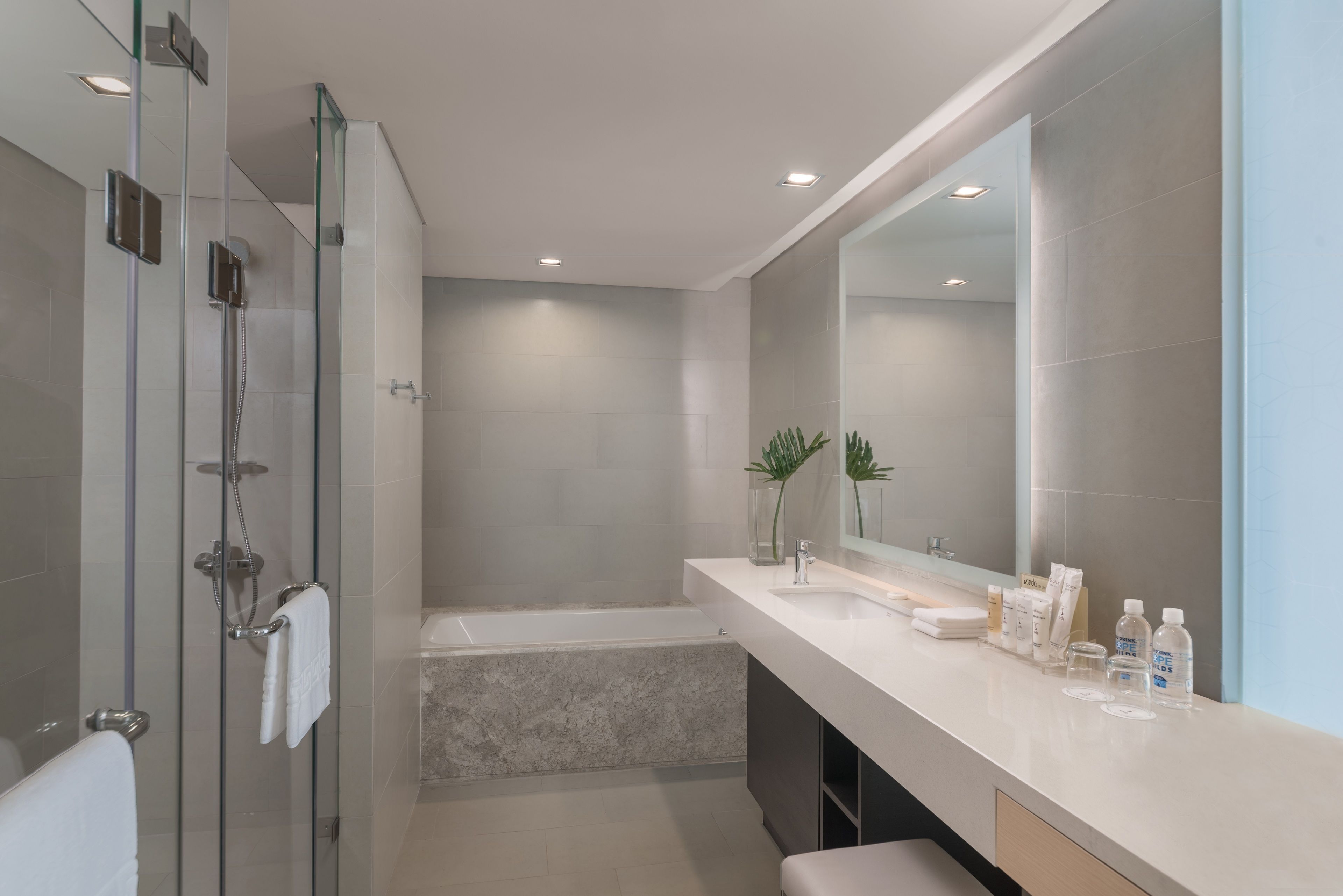 free toiletries, hair dryer, bathrobes, slippers