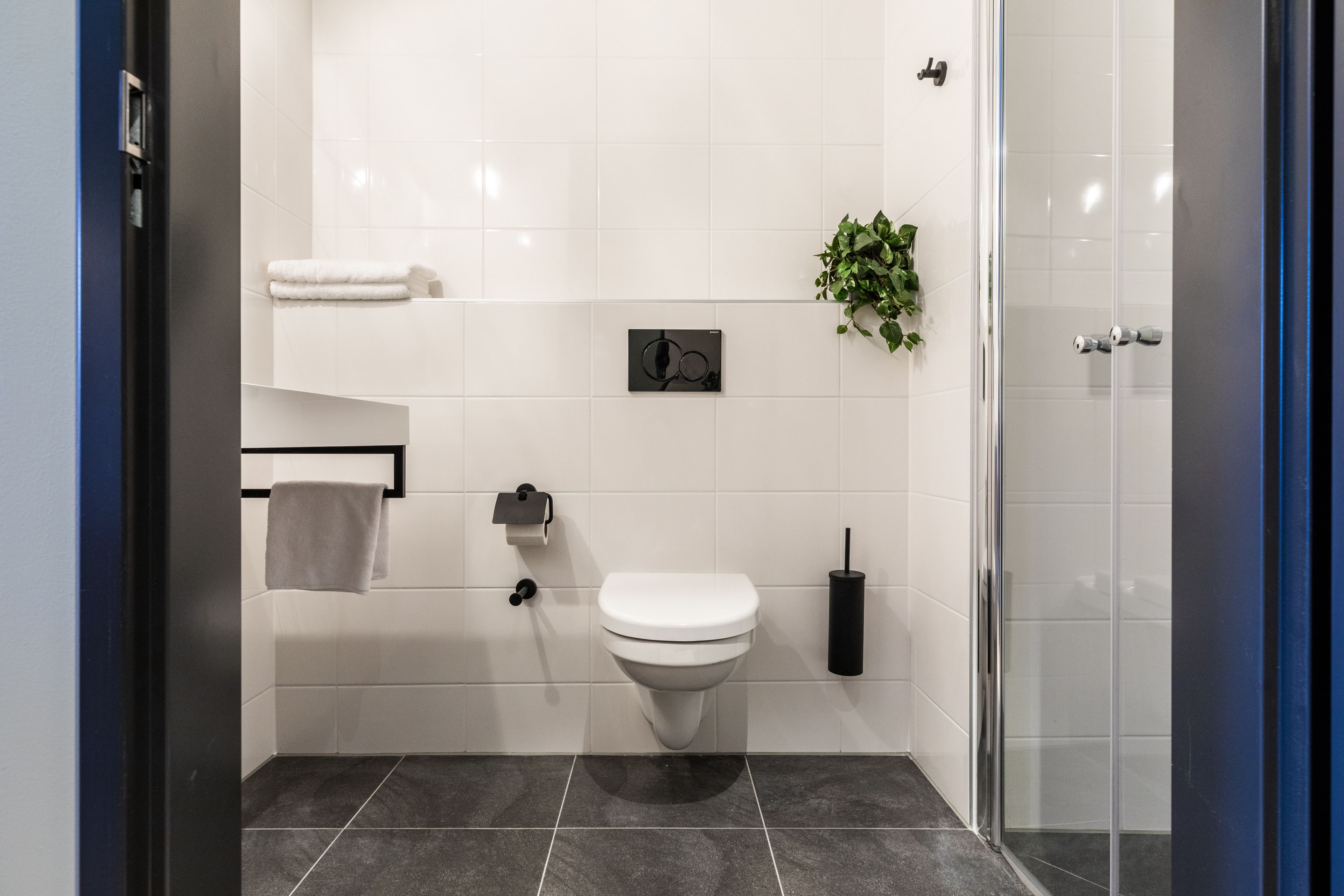 deluxe room | bathroom | shower, free toiletries, hair dryer, towels