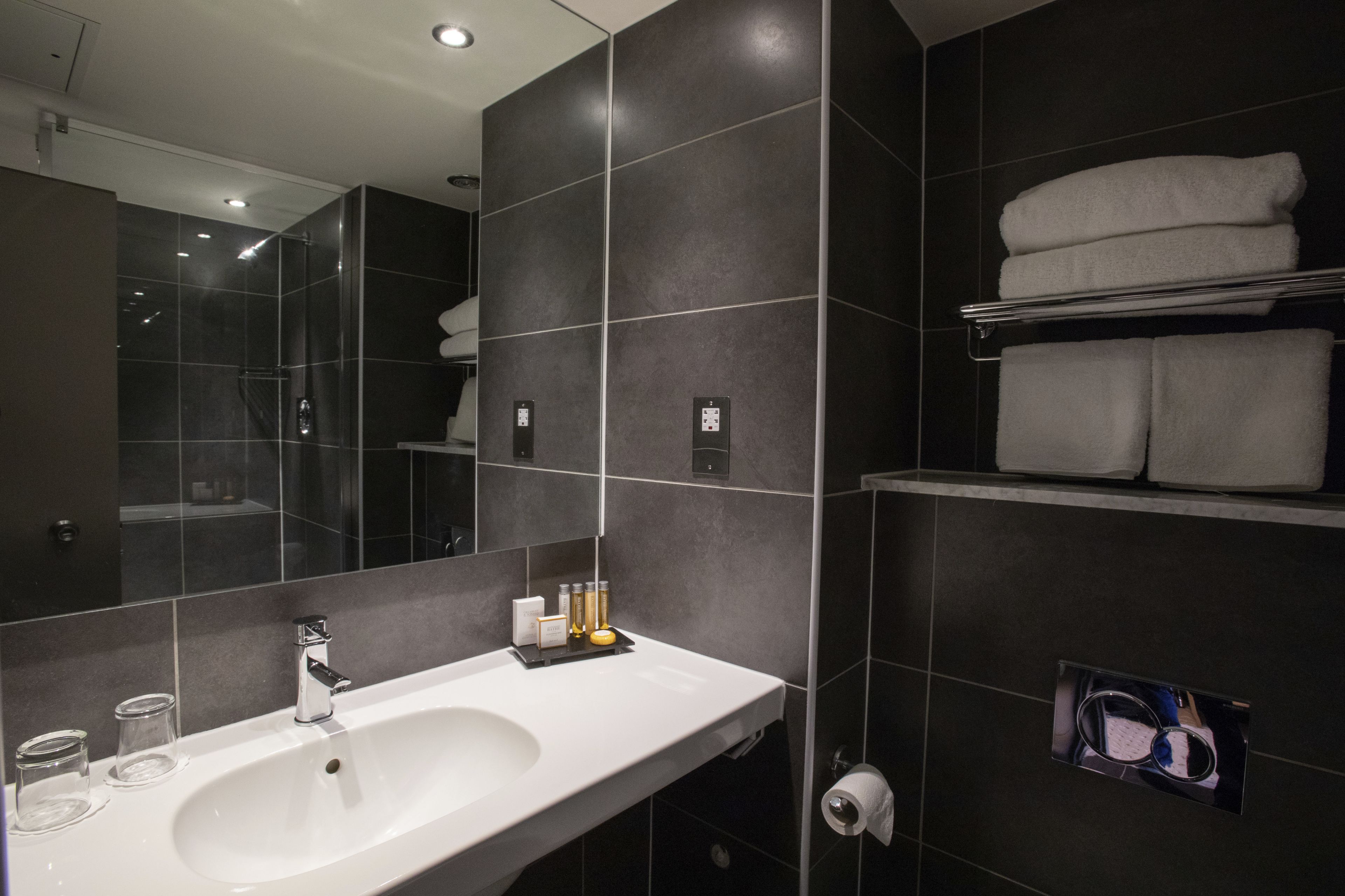 free toiletries, hair dryer, towels, soap