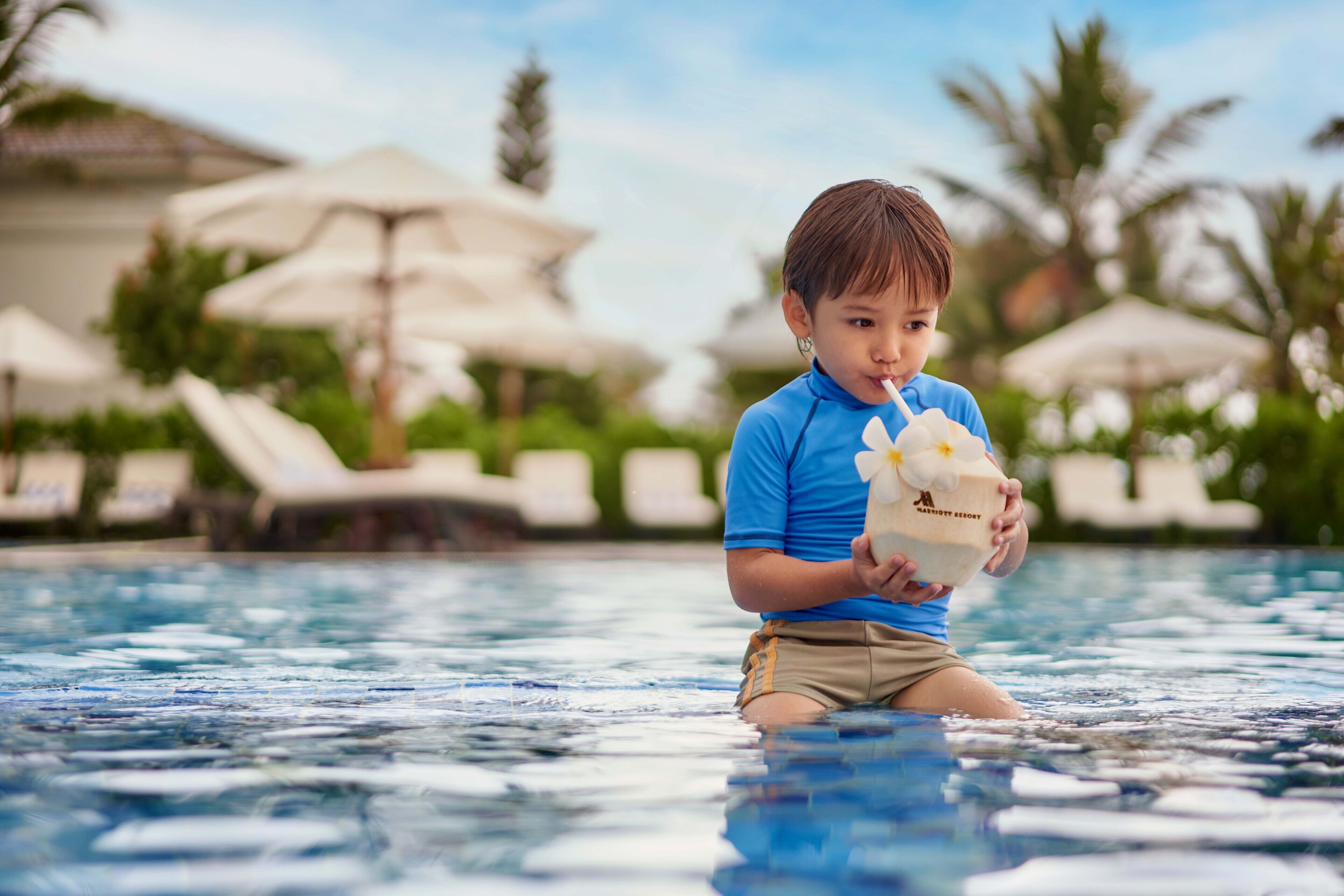 2 outdoor pools, pool umbrellas, lifeguards on site
