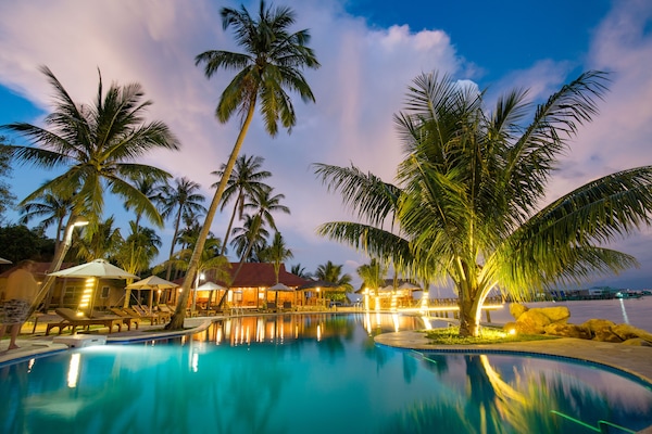 Outdoor pool, open 7:30 AM to 9 PM, sun loungers