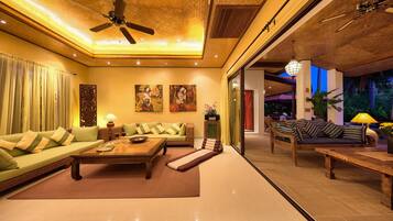 3 Bedrooms Private Pool Villa | Living area | Flat-screen TV, DVD player