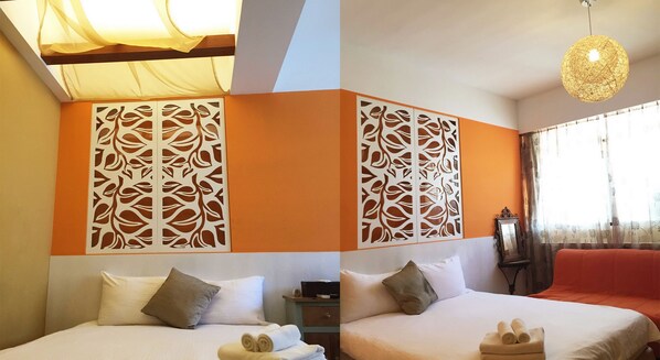 Desk, blackout curtains, free WiFi, bed sheets