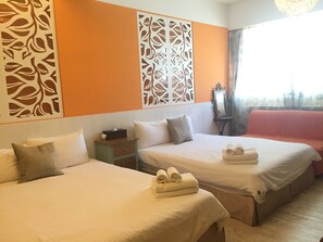 Desk, blackout curtains, free WiFi, bed sheets