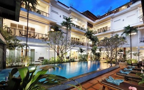 Outdoor pool, open 9:00 AM to 9:00 PM, pool umbrellas, sun loungers - Indra Angkor Residence (Siem Reap)