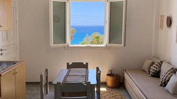 Apartment, 1 Bedroom, Sea View | Private kitchen | Full-sized fridge, electric kettle, toaster, cookware/dishes/utensils