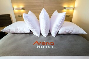 Desk, blackout drapes, soundproofing, iron/ironing board