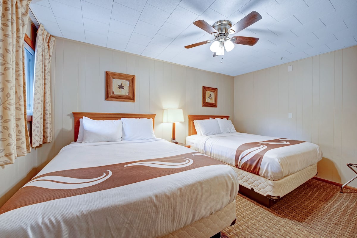 Desk, laptop workspace, free WiFi, bed sheets
