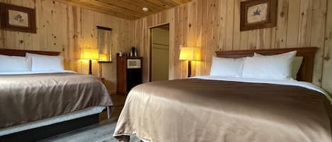 Desk, laptop workspace, free WiFi, bed sheets
