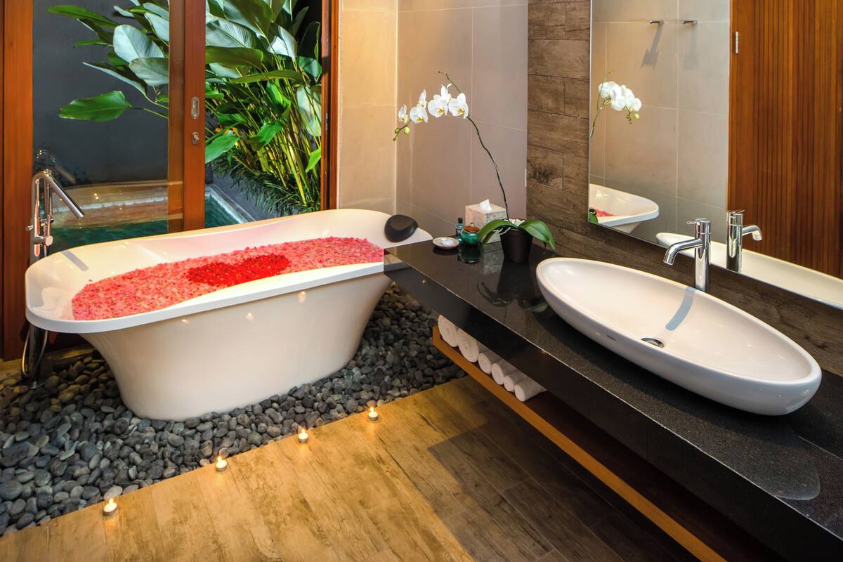 honeymoon villa, 1 bedroom, private pool (free 1xdinner 1xafternoon tea for 2) | bathroom | separate bathtub and shower, free toiletries, hair dryer, bathrobes