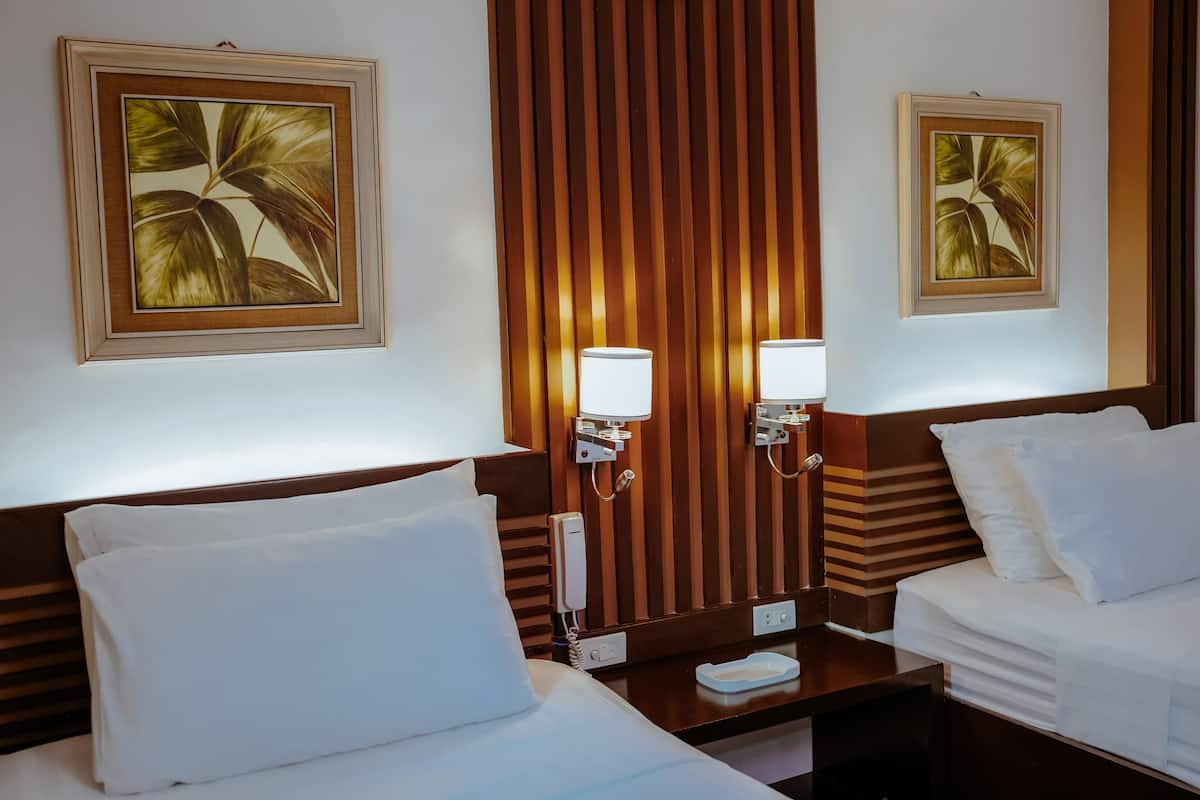 deluxe twin room | individually furnished, desk, laptop workspace, iron/ironing board