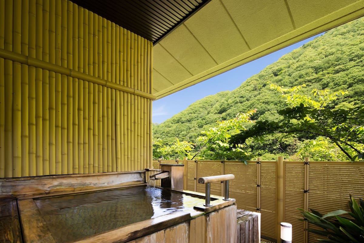 Traditionele kamer, uitzicht op rivier (Japanese, Suite, Outdoor Bath, RT6) | Badkamer | Gratis toiletartikelen, een haardroger, pantoffels, een bidet