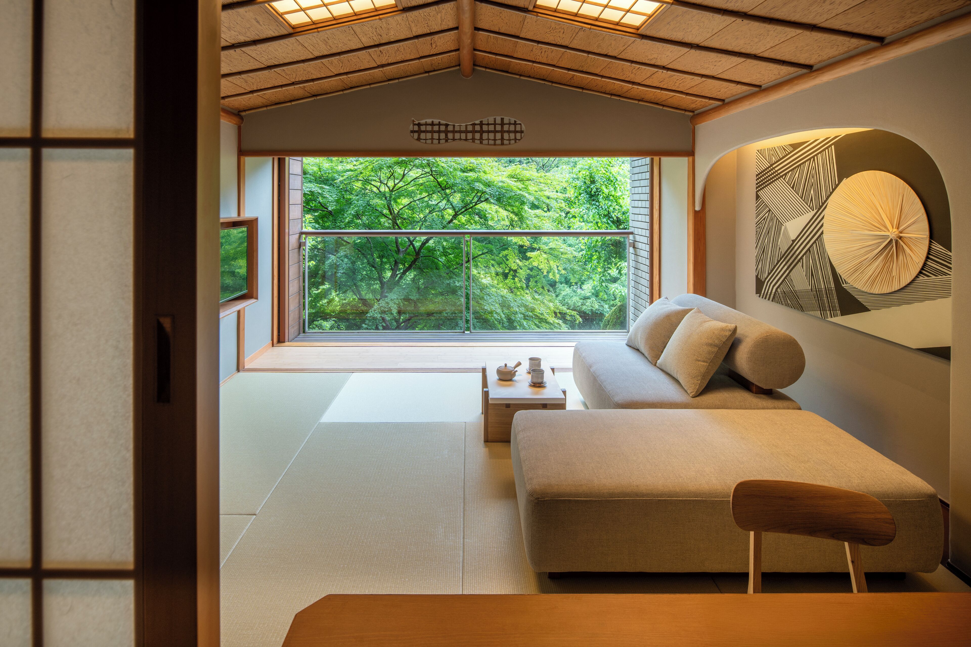 Traditional-Zimmer, Flussblick (Japanese Style, Max 2 people) | Minibar, Zimmersafe, Schreibtisch, kostenloses WLAN