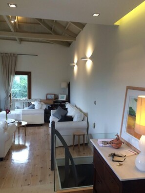 Villa, 2 Bedrooms | Living area | Flat-screen TV, fireplace, video-game console, DVD player - Villa Thermi (Lesvos)