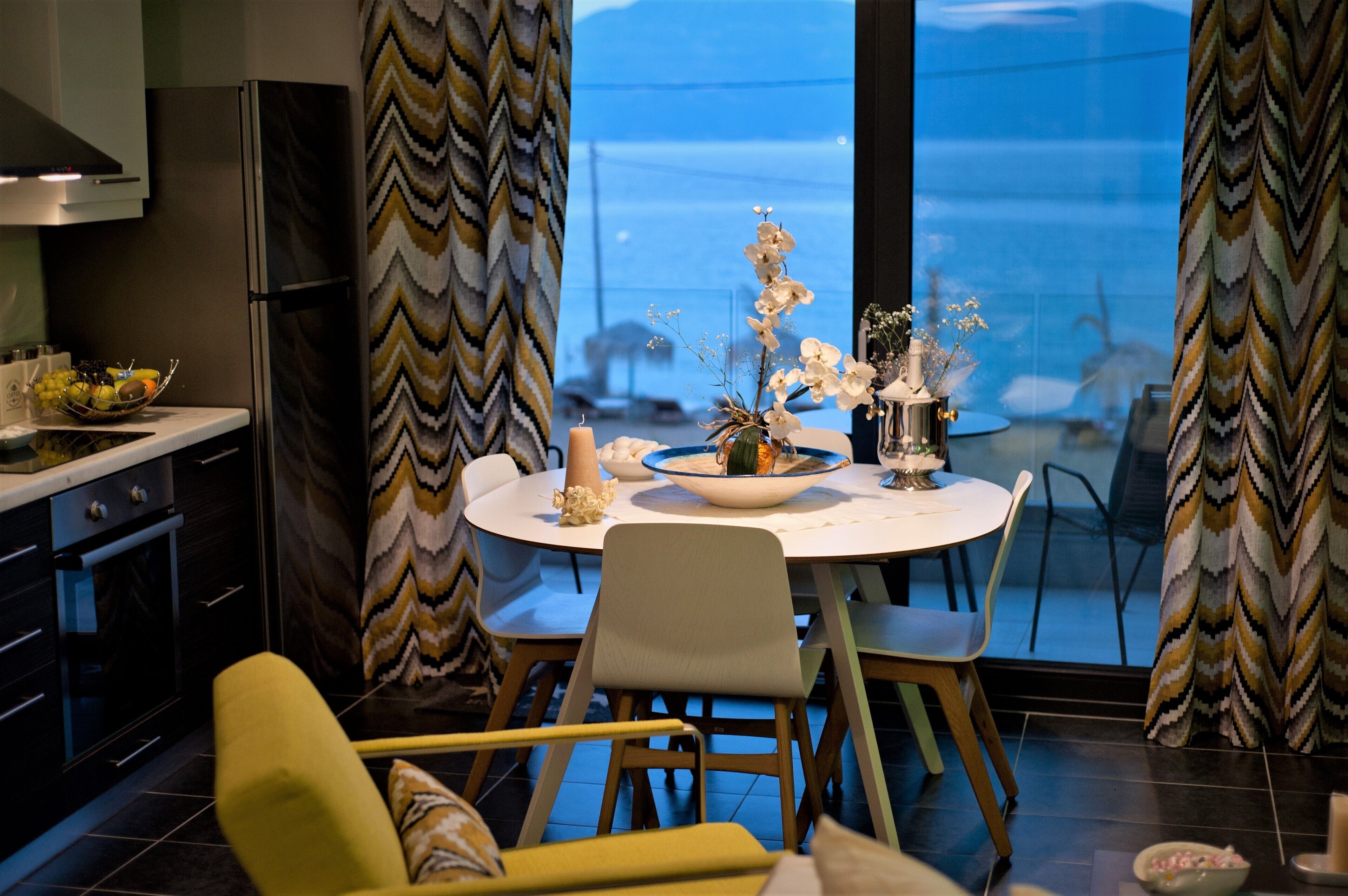 Duplex, Fireplace, Sea View (Panorama) | Living area | 40-inch flat-screen TV with satellite channels, TV, DVD player