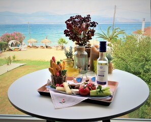 Maisonnette, open haard, uitzicht op zee (Panorama) | Balkon