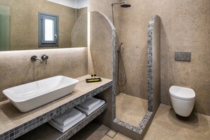 Chambre économique double | Salle de bain | Douche, séchoir à cheveux, serviettes fournies